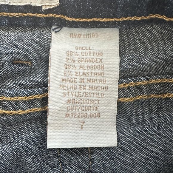 Baby Phat Jeans Juniors 7 Wide Leg Crop Dark Wash Denim Cat Logo Distressed Y2K - Picture 10 of 16